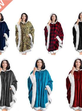 Hoodie Blanket Autumn Winter Hooded Cloak Leopard Print