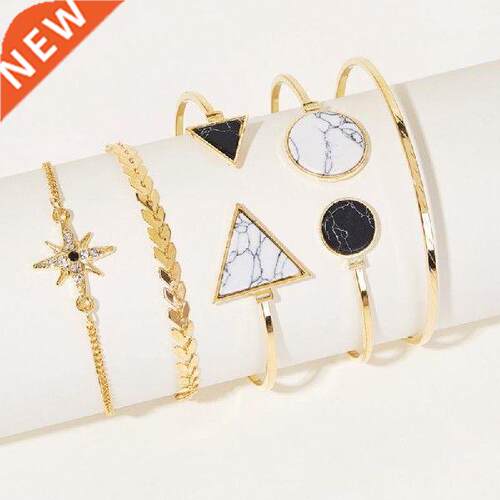 Fashion Open Bracelet Set Diamond Star Open Retro