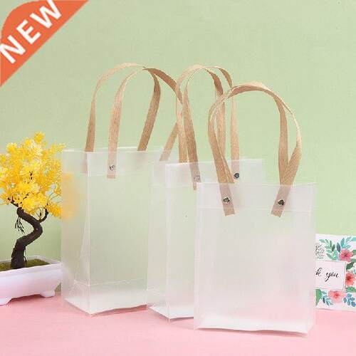 Semi Transparent Plastic Bag Frosted Bags With Paper Handle