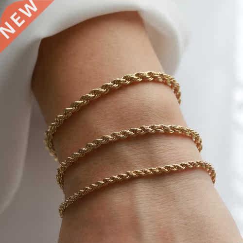 Vnox Charming Flash Twisted Rope Chain Bracelets for Women L