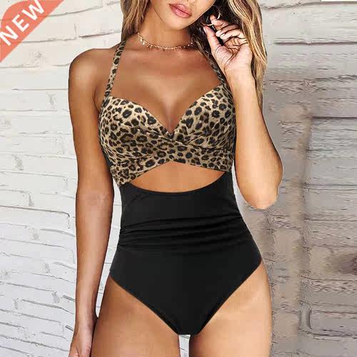 Woman Swimsuit Cut Out One Piece Swimsuit Halter High Waist