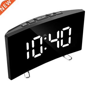 Bedroom Curved Dimmable Mirror Clock Large Number Table Cloc