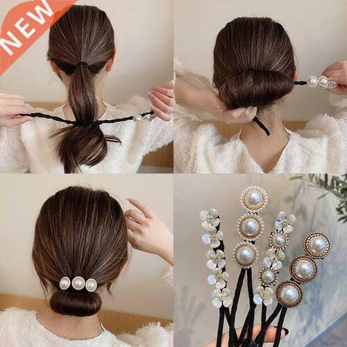 Elegant Fashion Flower Pearl Hairpin Bun Maker Twist Headban