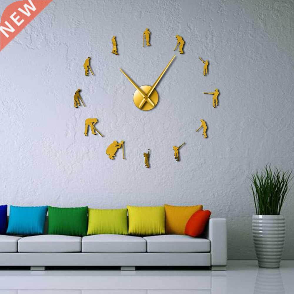 Golfers Large  Wall Clock Golf Player Mirror Surface Wall图片