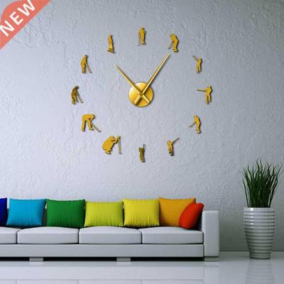 Golfers Large  Wall Clock Golf Player Mirror Surface Wall