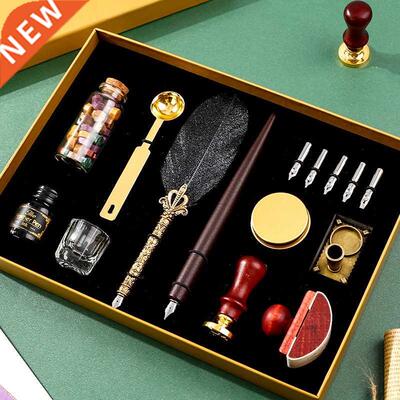 Vintage Sprinkling Gold Feather Pen Set Luxury Fountain Pen