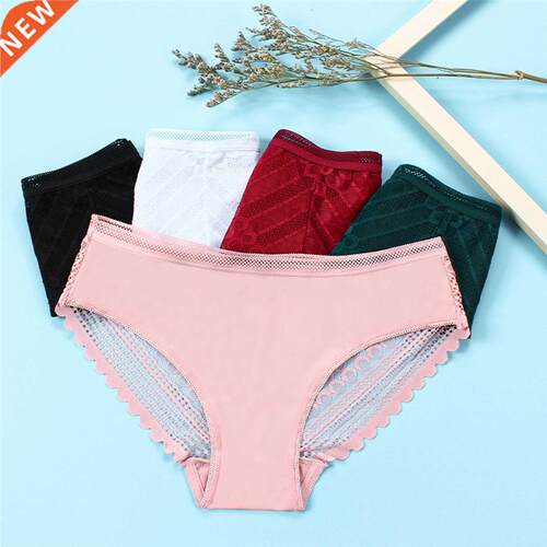 2021 Popular Female Brief Mid-waist Lace Hollow Lady Underwe