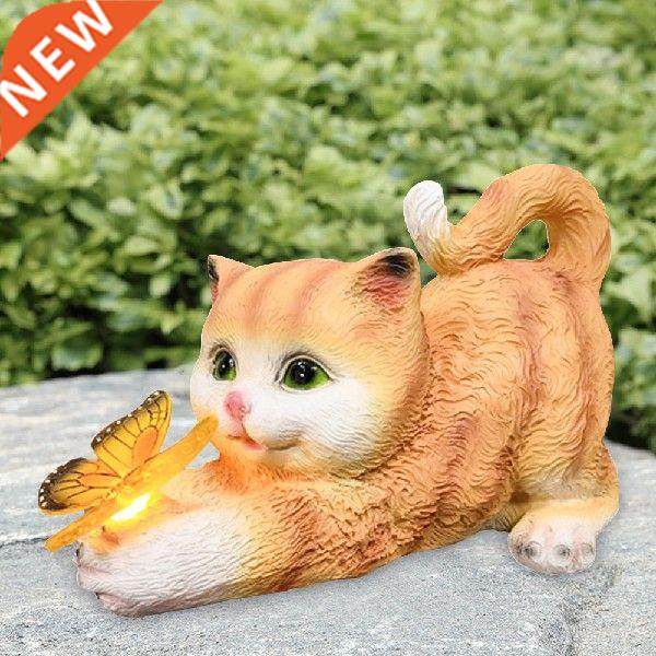 Garden LED Solar Lights Cute Cat Animal Statue Sculptures图片
