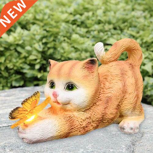 Garden LED Solar Lights Cute Cat Animal Statue Sculptures