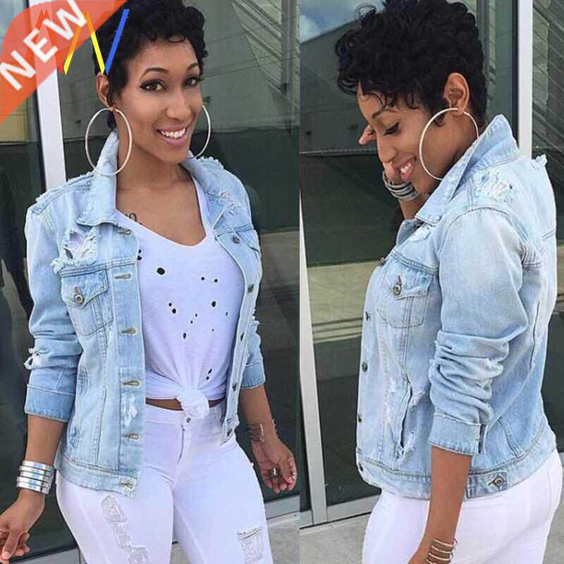 Fat plus size big Jacket Denim Women Coat Jeans for ladies图片