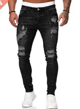 2022 Men's Jeans Cool Ripped Skinny Trousers Sretch Slim Den