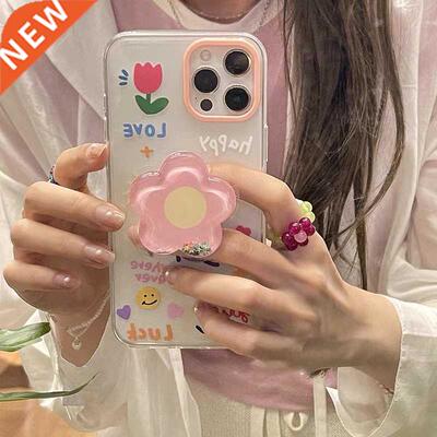 Korean Cute Flower 3D Quicksand Bracket Phone Case For iPhon
