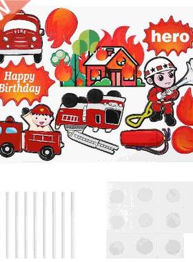 44pcs Fireman Decorative Cake Inserts Cake Decors for Cake