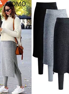 Fake Two Pieces Leggings Womens Fashion Slim-Fit Spring Autu