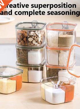 Clear Spice Jar 4 Compartment Seasoning Jar With Lids For
