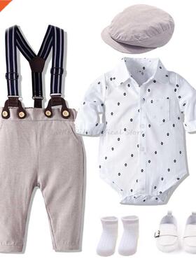 Spring Autumn Full Sleeve Print irts Romper Clothing Set B