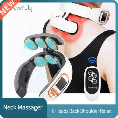 6 Heads Smart Electric Neck and Back Pulse Massager TENS Wir
