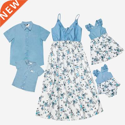 Family Matching Clothes Mother And Daugther Dresses Floral B