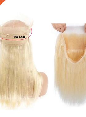 613 Blonde Human Hair 360 Lace Frontal Closure Straight Hair