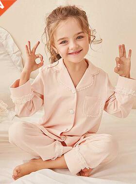 Children Girls Lolita Turndown Collar Pajama Sets.Long sleev
