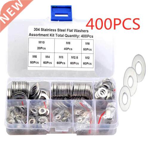 400PCS Flat Washer Set Gaskets Ring Stainless Steel 04 M2 M