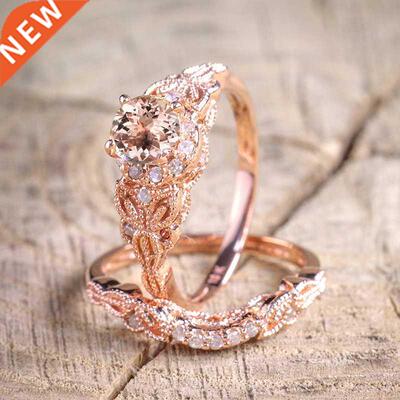2pcs/set Luxurious Women Wedding Ring Set iny Round Cut Zi