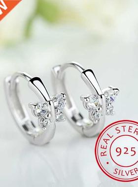 Baby Princess 925 Silver Butterfly Zirconia Small Hoop Earri