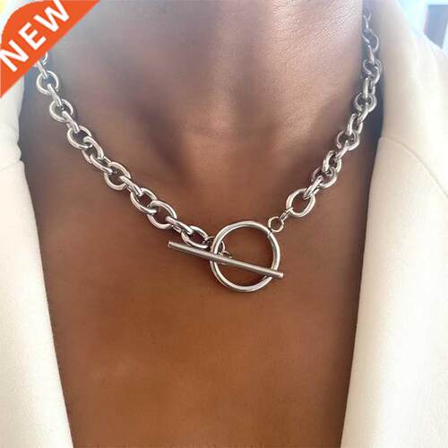2021 Fashion New Chunky Chain Necklace Women Simple Toggle C