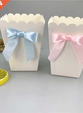 6pcs Mini Pink /Blue Paper Popcorn Boxes with Bow Pop Favors