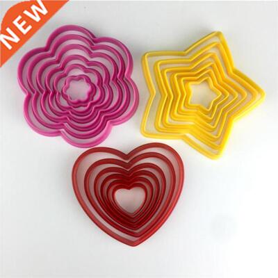 6pcs/set Geometric Cutters Fondant Cookie Cutter Flower Hear