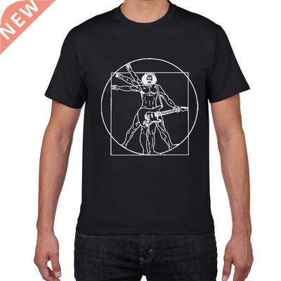 Da Vinci guitar funny T-Shirt men Vitruvian Man rock band Vi