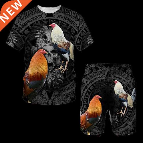 Cool Rooster Hunting Camo D Print Short Sleeve T-shirt Male
