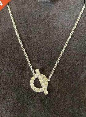 925 Steling Silve Finesse Necklace Women's ound Inlaid Zi