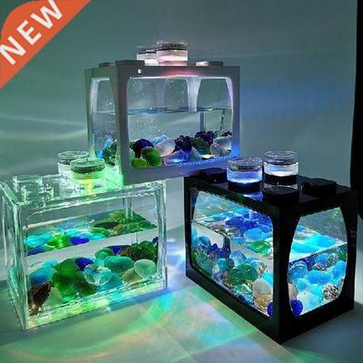 Desktop Aquium Fish Tank With One Led Light Battery Type