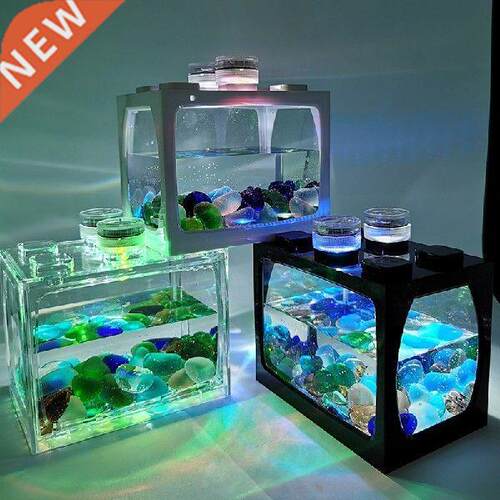 Desktop Aquium Fish Tank With One Led Light Battery Type