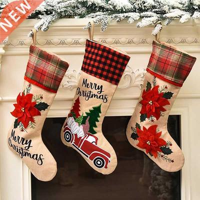 Christmas Stocking Linen Flower Creative Cartoon Car