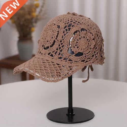 Hand Woven Baseball cap Women Handmade Flower Hollowed Thin