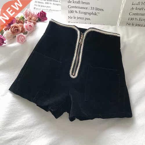 Velvet zipper shorts Stch Suit Shorts Women New Mini Short