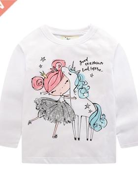 Jumping meters New Girls Cotton Tees s Unicorns Printed L