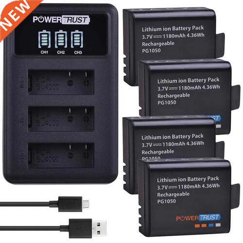 4Pcs 1180mAh PG1050 Battery +LED 3Slots USB Charger For SJCA