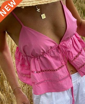 Chic Summer Spaghetti Straps Camisoles E-girl Aesthetic Slee