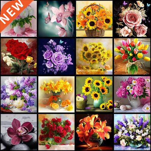 5D  Diamond Flower Arrangement Flower Vase Cross Stitch D
