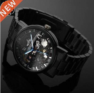 Manual hollow mechanical watch man causl leather watch 2021