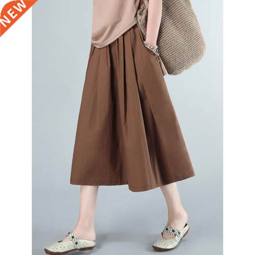 Summer New Style Cotton Wide-Leg Culottes For Women Oversize