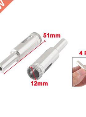 4cs 12mm Dia Diamond Coated Dill Bit Mable Tile Glass Hol