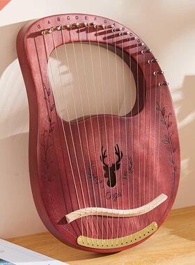 Lyre Harp 16 String Mahogany Body Bone Nut with Tuning