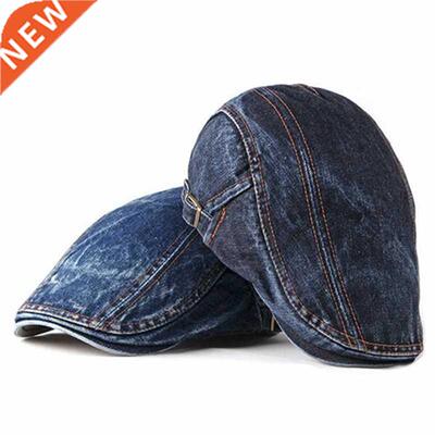 2022 four seasons Denim Solid Newsboy Caps Men Waed Flat