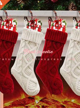 4pcs Christmas Stockings 18 Inches Large Size Cable Knitted