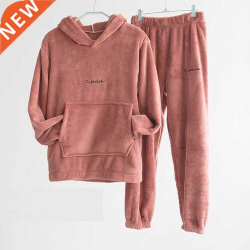 Warm Flannel Pajamas for Women Pyjama Sets Autumn Winter Pij