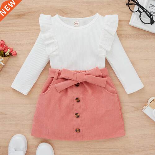 Citgeett Spring Toddler ay Girls Outfit Knitted Ried Ruf